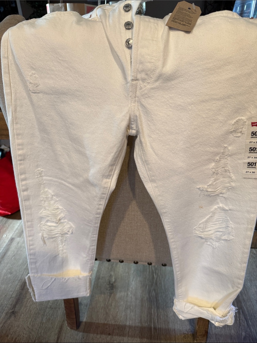 Levi's White Slim Distressed Women's Jeans